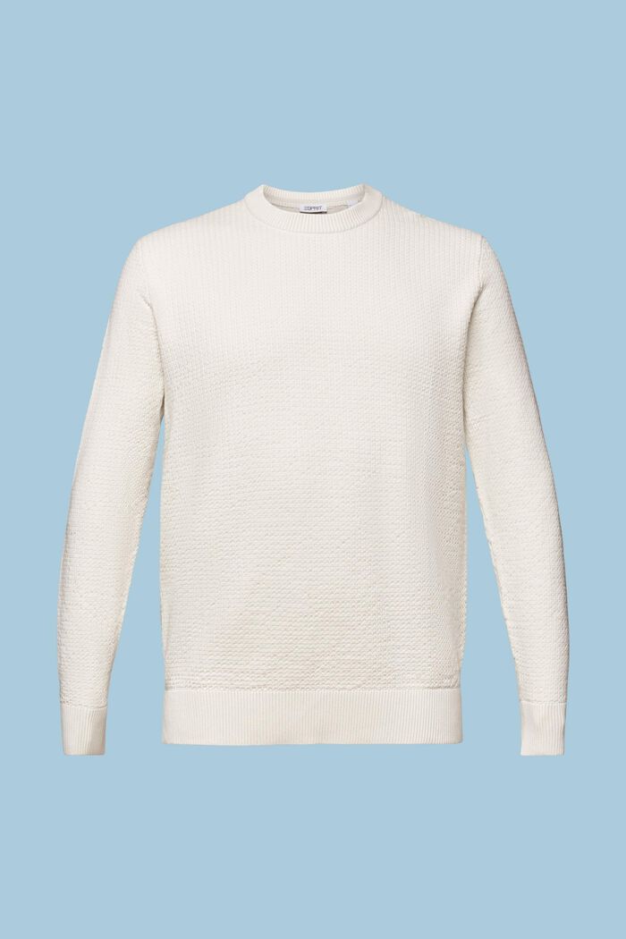 Sweater med struktur og rund hals, OFF WHITE, detail image number 6