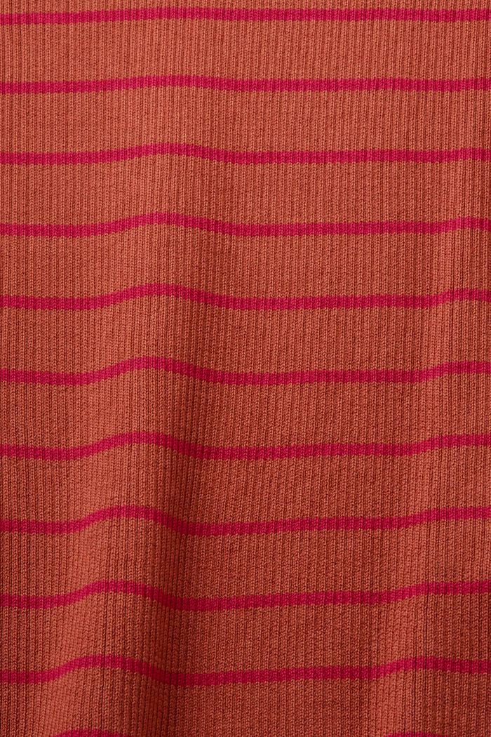 Stribet pullover med korte ærmer, 100% bomuld, TERRACOTTA, detail image number 5