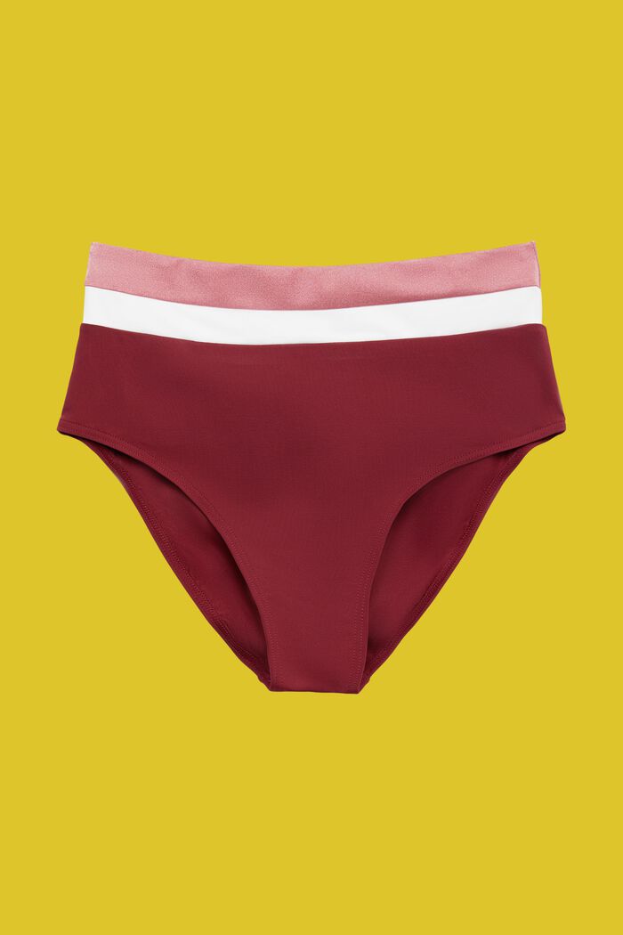 Trefarvede bikinitrusser med høj talje, DARK RED, detail image number 5