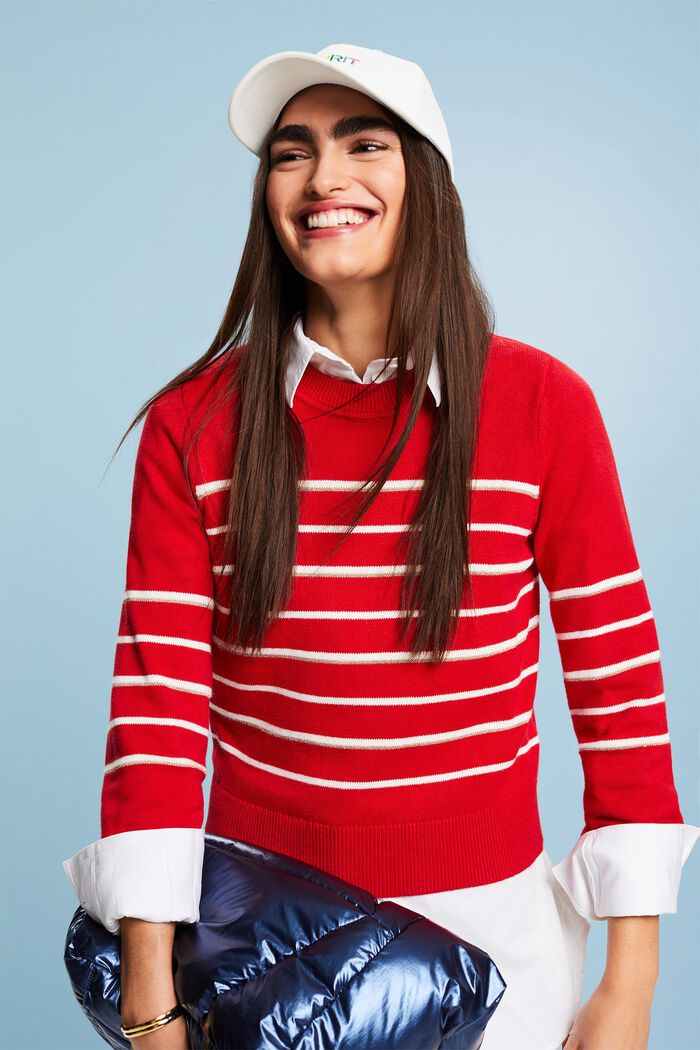 Stribet pullover i strik med kashmir, RED, detail image number 4