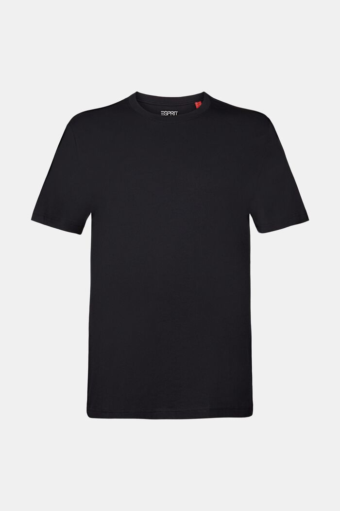T-shirt i pima-bomuldsjersey med rund hals, BLACK, detail image number 6