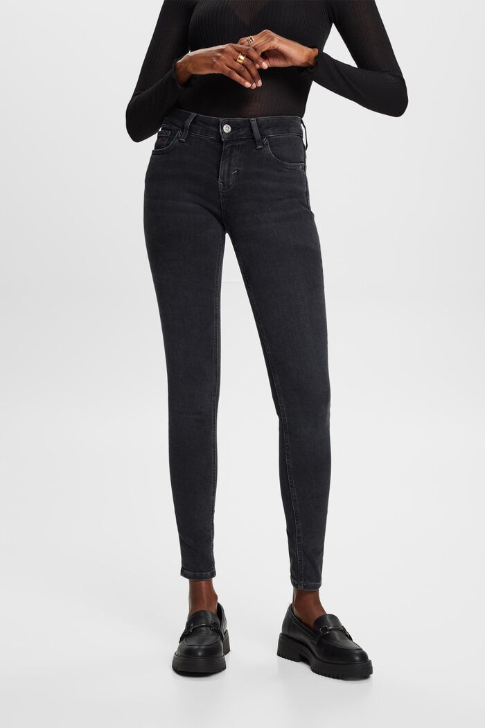 Skinny jeans med mellemhøj talje, BLACK RINSE, detail image number 0