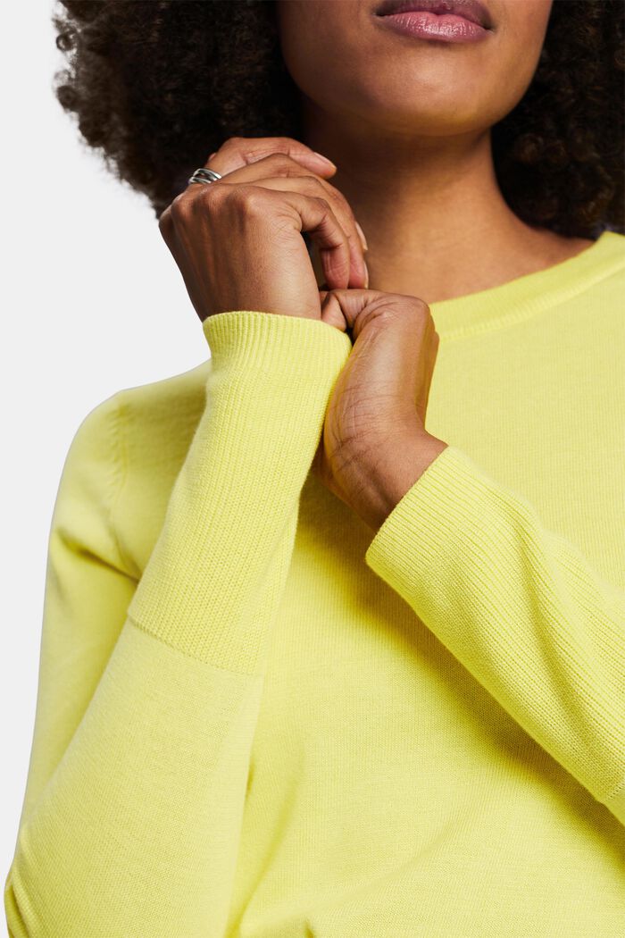 Sweater i bomuld med rund hals, PASTEL YELLOW, detail image number 2