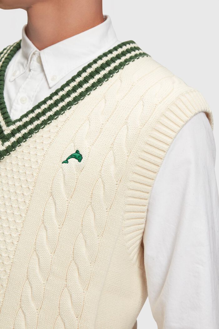Sweatervest i college-stil, BEIGE, detail image number 2