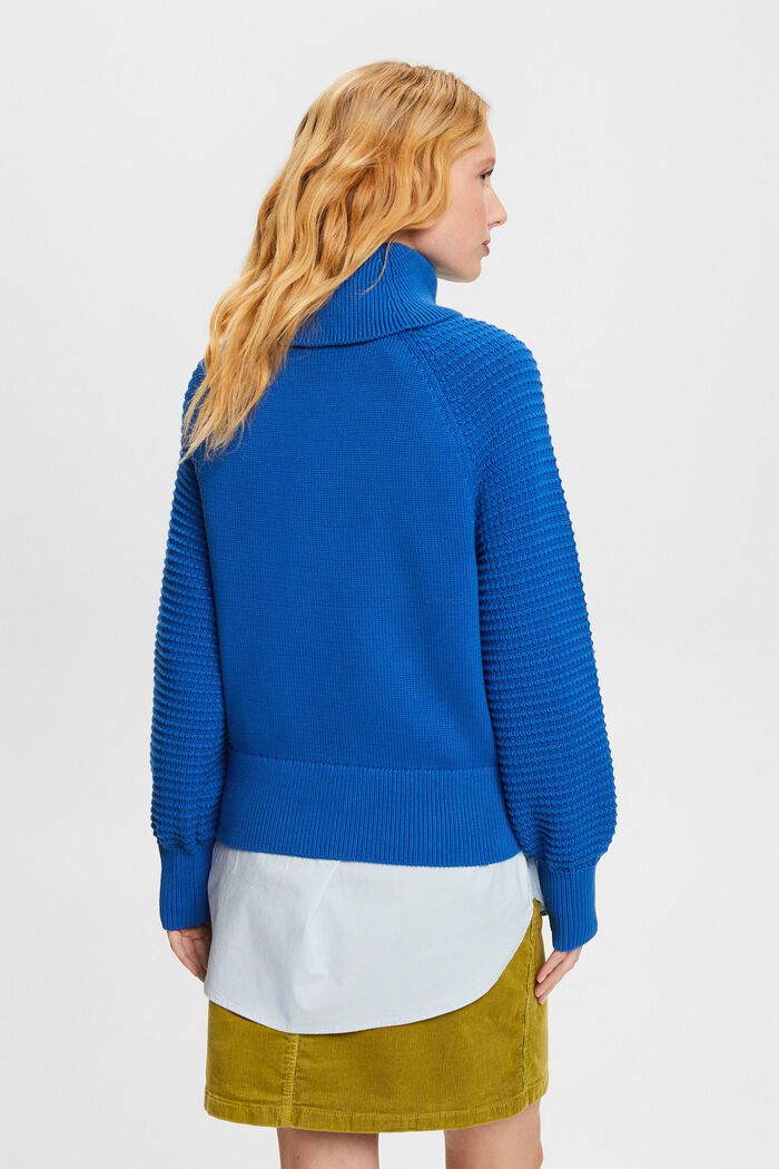 Rullekravesweater i bomuld, BRIGHT BLUE, detail image number 4
