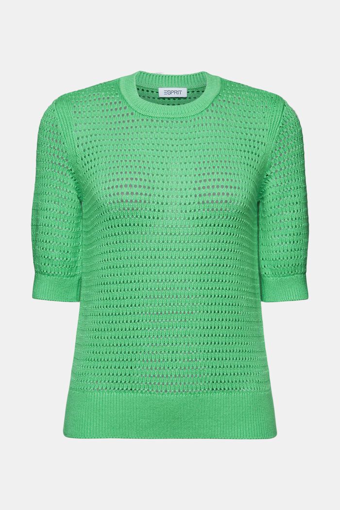 Kortærmet sweater i mesh, CITRUS GREEN, detail image number 6