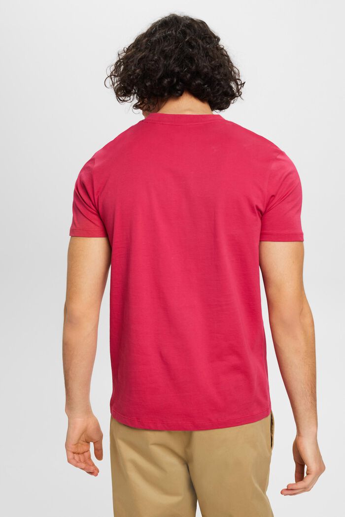 Slim fit bomulds-T-shirt med V-hals, DARK PINK, detail image number 3