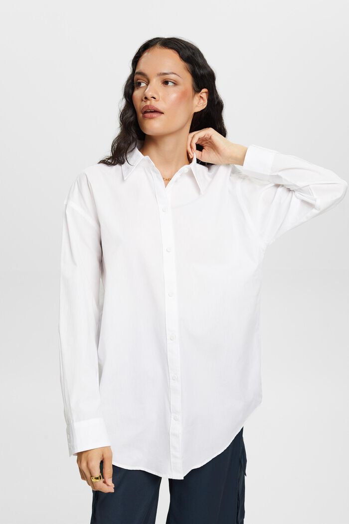 Poplin-skjortebluse, 100 % bomuld, WHITE, detail image number 1