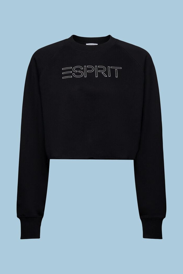 Cropped sweatshirt med logo, BLACK, detail image number 6