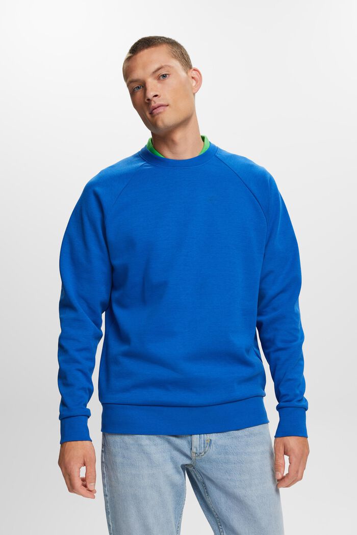 Basis-sweatshirt, bomuldsmiks, BRIGHT BLUE, detail image number 0