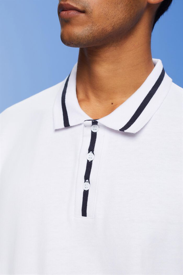 Poloshirt i jersey, bomuldsmiks, WHITE, detail image number 2