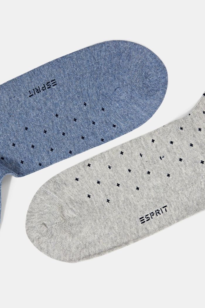 Pakke med 2 par prikkede sokker i groft strik, GREY/BLUE, detail image number 1