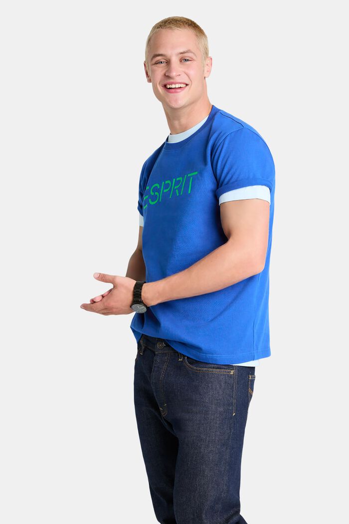 Unisex T-shirt i bomuldsjersey med logo, BRIGHT BLUE, detail image number 1