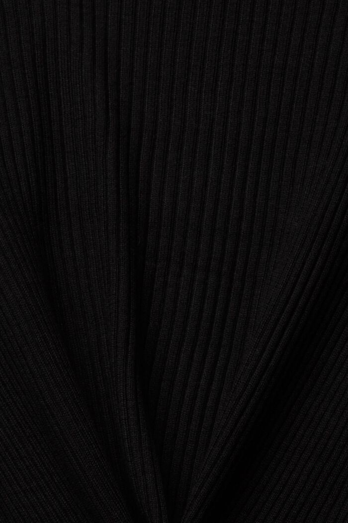 Ribbet cardigan med spids kant forneden, BLACK, detail image number 4