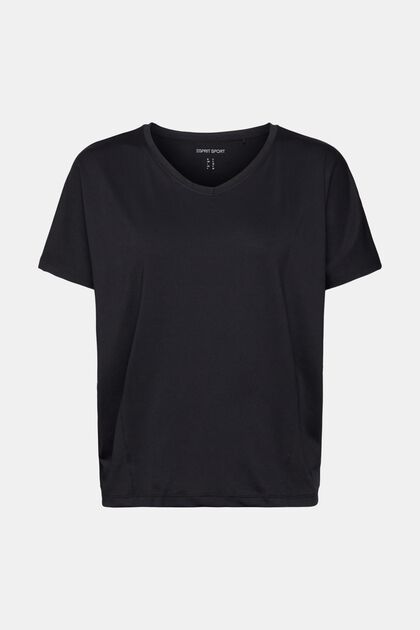 Active-T-shirt med V-hals og E-DRY, BLACK, overview