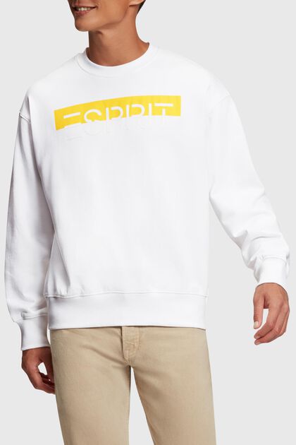 Sweatshirt med mat og glansfuld logoapplikation