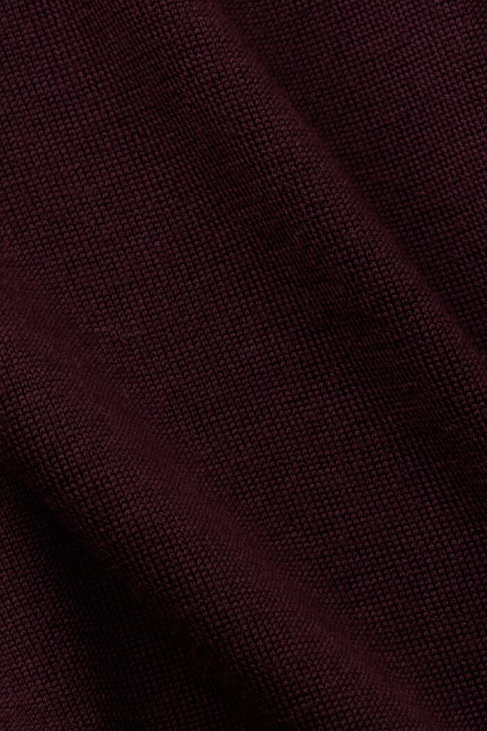 Polosweater i uld, AUBERGINE, detail image number 4