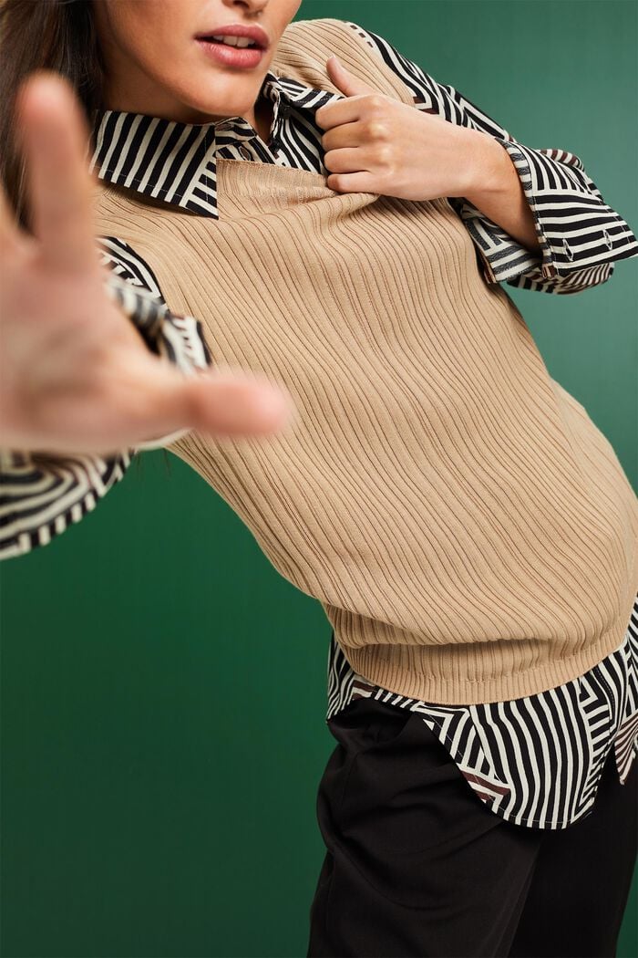 Ribbet, ærmeløs sweater, SAND, detail image number 2