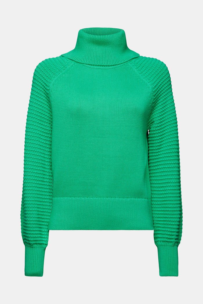 Rullekravesweater i bomuld, GREEN, detail image number 6