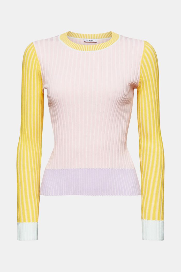 Ribbet sweater med farveblokering, PASTEL PINK, detail image number 5