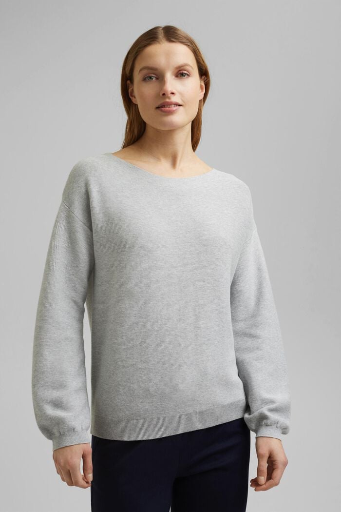 Sweater af 100% økologisk bomuld, LIGHT GREY, detail image number 0