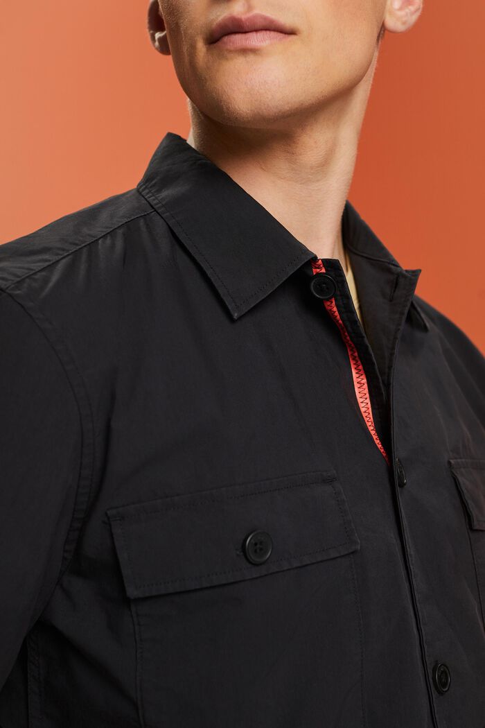 Skjorte med korte ærmer, bomuldsmiks, BLACK, detail image number 2