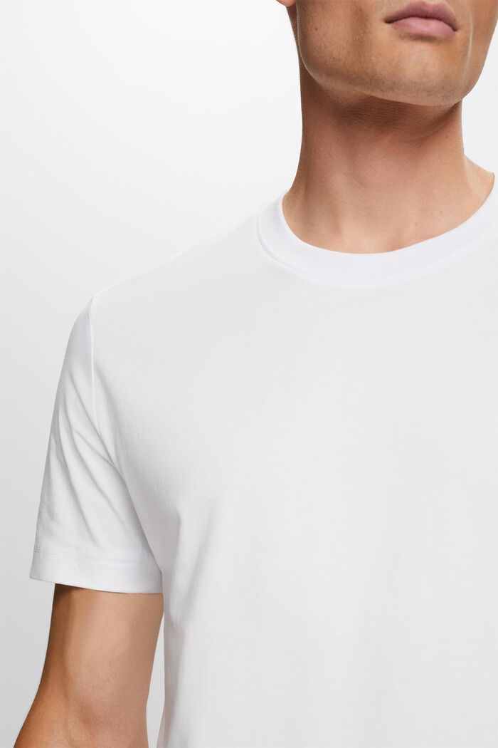 T-shirt i pima-bomuldsjersey med rund hals, WHITE, detail image number 2