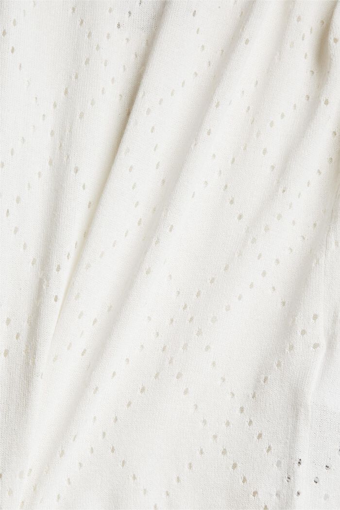 Med hør: strikket bluse med ajourmønster, OFF WHITE, detail image number 4