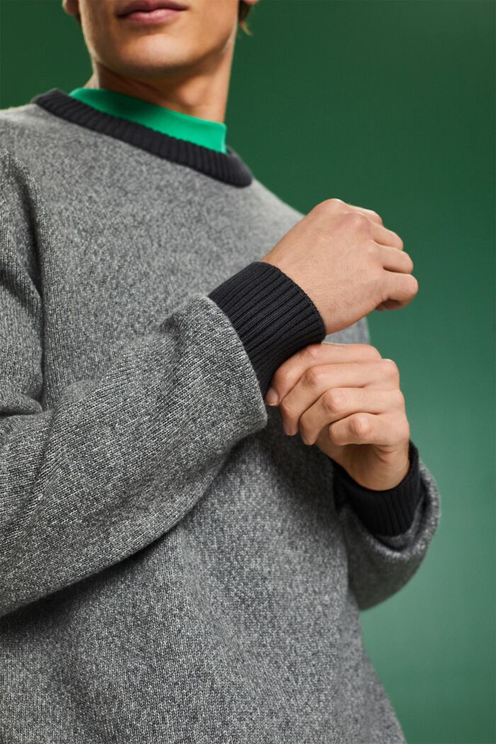 Sweater i uldmiks med rund hals, MEDIUM GREY, detail image number 3