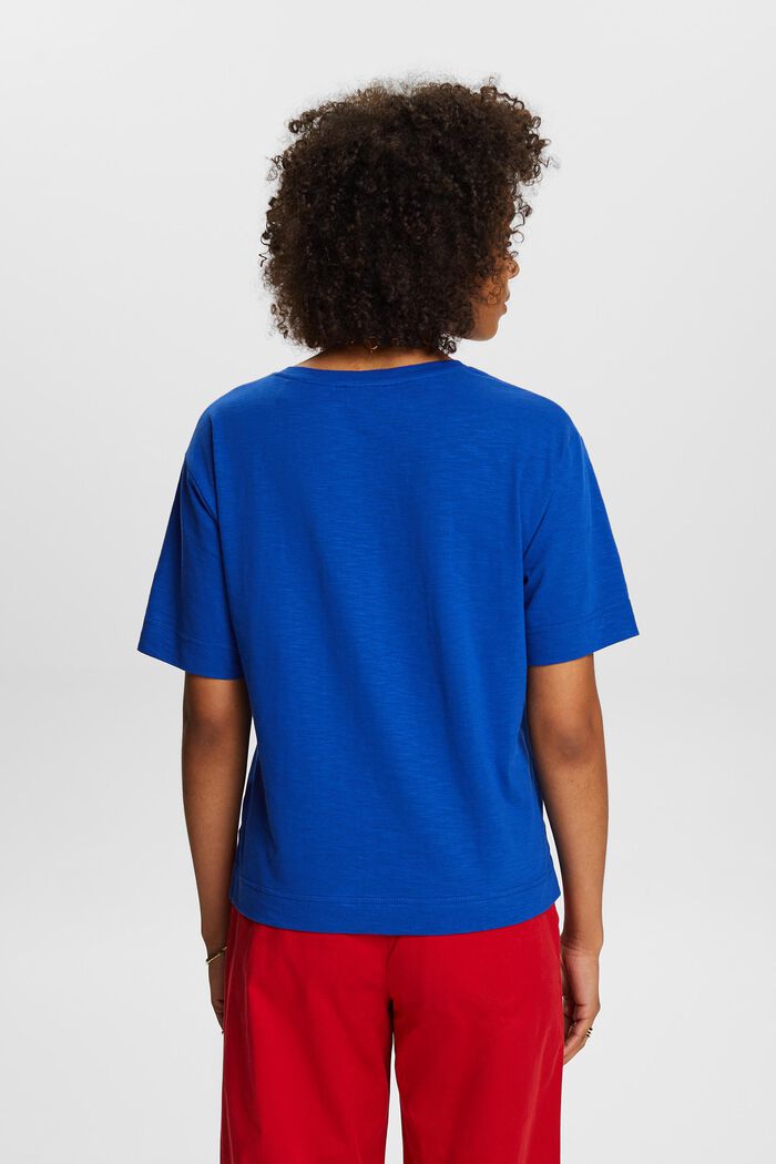 Slub-T-shirt med V-hals, BRIGHT BLUE, detail image number 2
