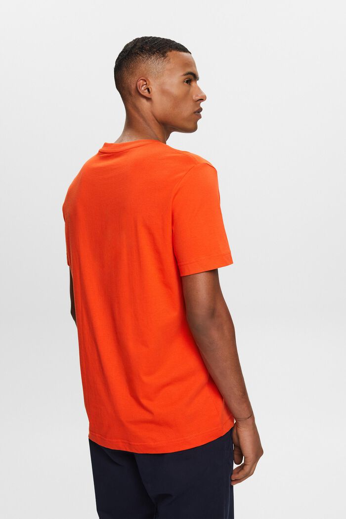 Jersey-T-shirt med print, 100 % bomuld, BRIGHT ORANGE, detail image number 3