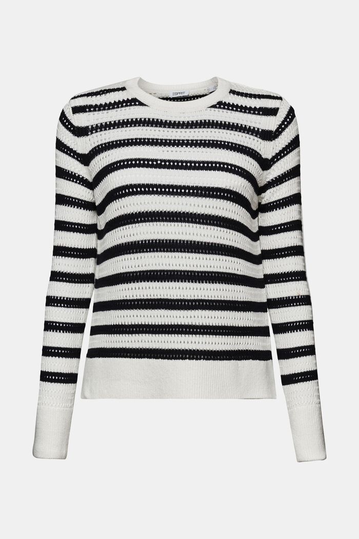 Stribet sweater i åben strik, OFF WHITE, detail image number 6