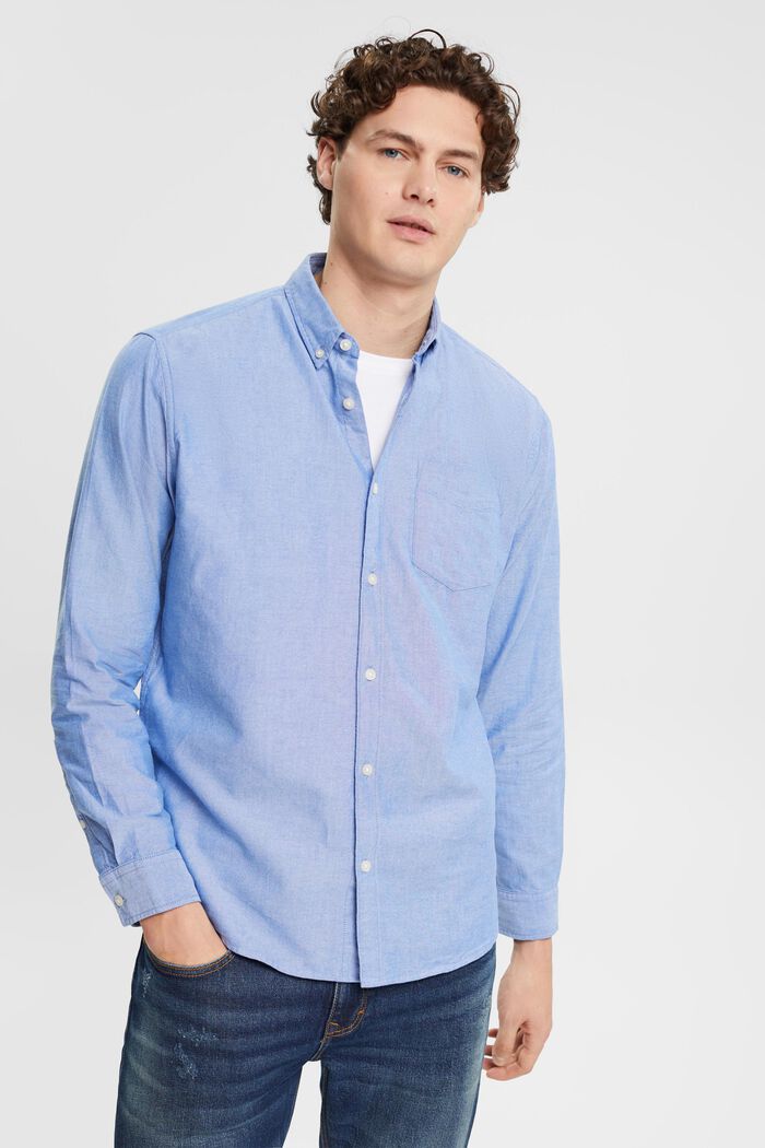 Skjorte med button down-krave, BLUE, detail image number 0