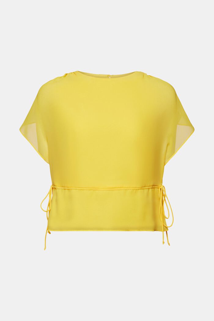 Chiffonbluse med snøre, YELLOW, detail image number 6