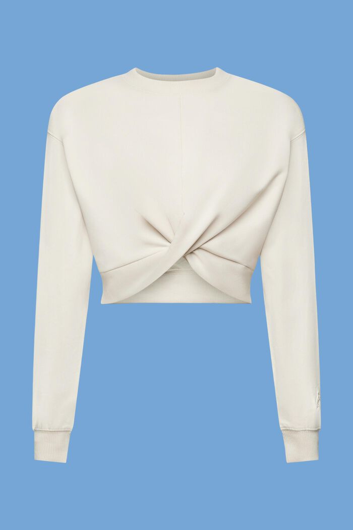 Cropped sweatshirt med knudedetalje, LIGHT TAUPE, detail image number 7