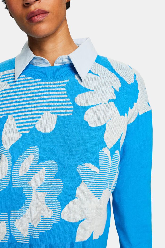 Jacquard-sweatshirt i bomuld, BLUE, detail image number 3