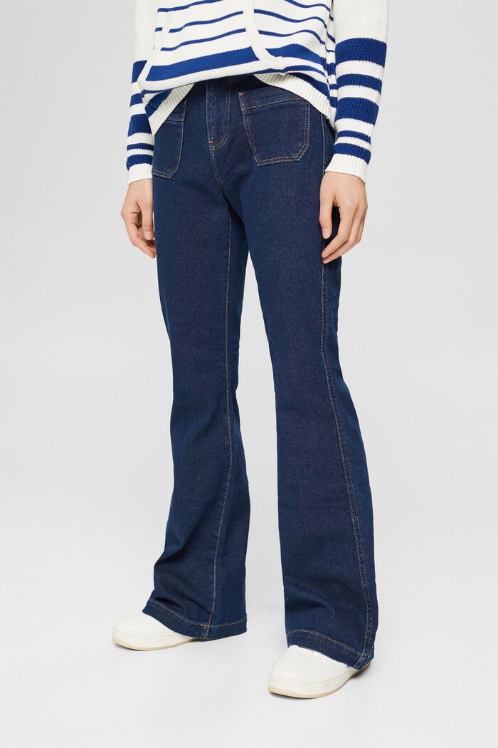 Bootcut-jeans med påsatte lommer, BLUE DARK WASHED, detail image number 0
