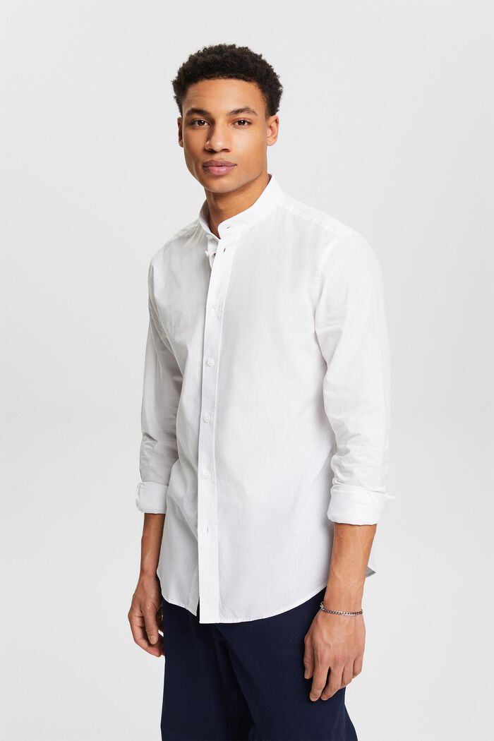 Skjorte med standkrave, WHITE, detail image number 0