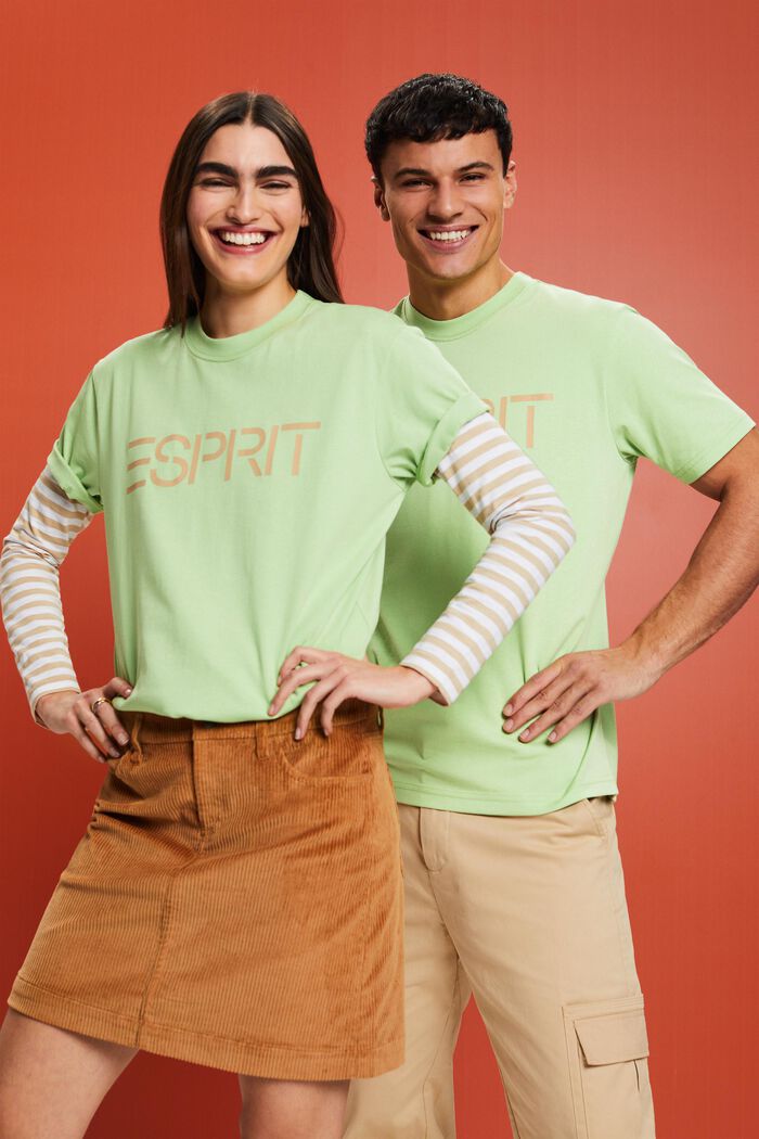 Unisex T-shirt i bomuldsjersey med logo, LIGHT GREEN, detail image number 5