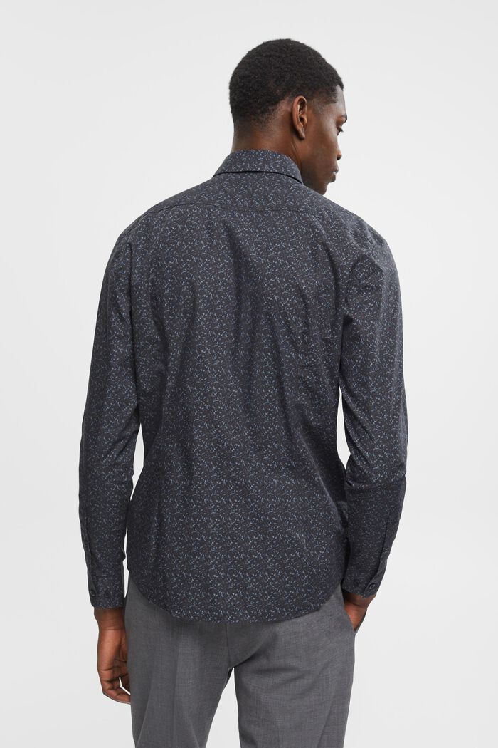 Mønstret slim fit-skjorte i bomuld, BLACK, detail image number 3