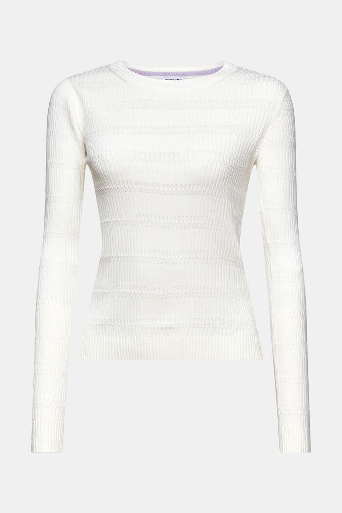 Striksweater med rund hals, OFF WHITE, detail image number 6