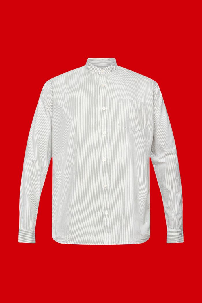 Nålestribet bomuldsskjorte med kinakrave, LIGHT KHAKI, detail image number 5