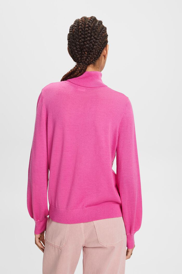 Rullekravesweater i uld, PINK FUCHSIA, detail image number 4