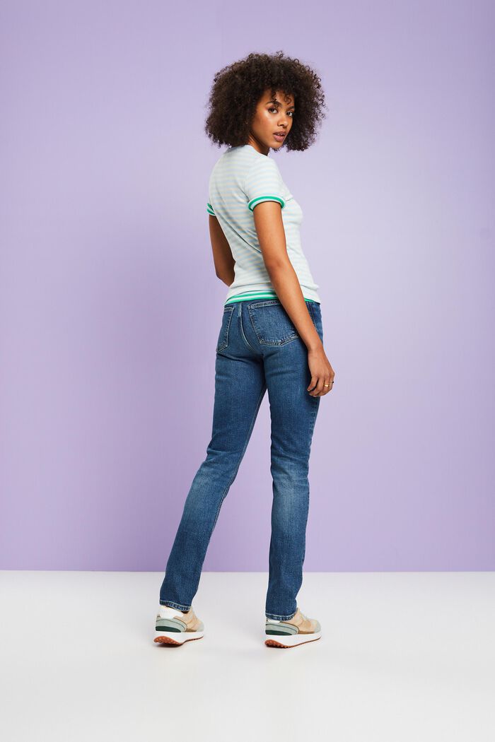 Retro slim-jeans med høj talje, BLUE MEDIUM WASHED, detail image number 3