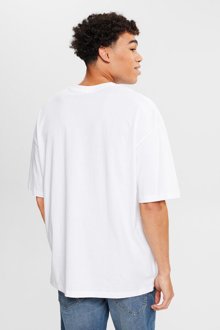 Jersey-T-shirt med stort rygmærke, WHITE, detail image number 3