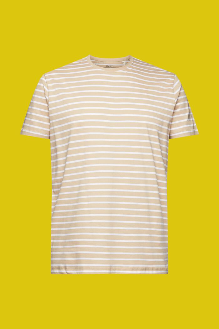 Stribet T-shirt i jersey, 100 % bomuld, SAND, detail image number 6