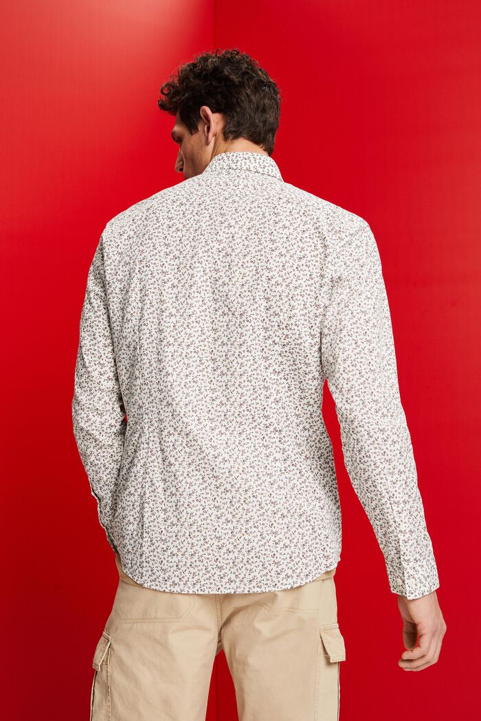 Mønstret slim fit-skjorte i bomuld, OFF WHITE, detail image number 3