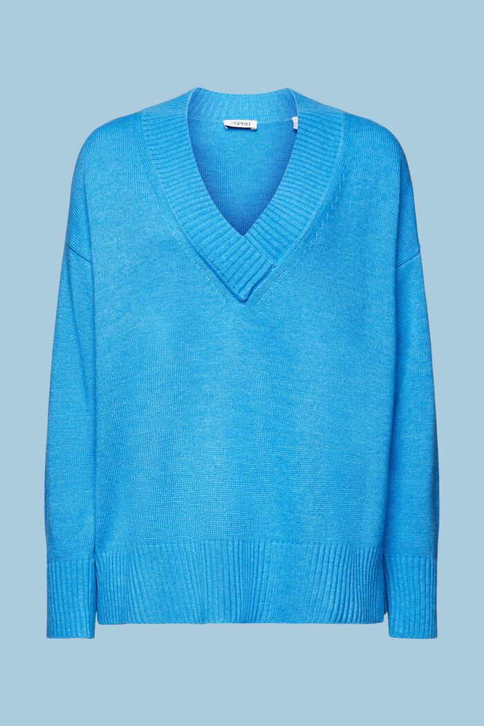 Sweater i uld- og kashmirmiks med V-hals, BLUE, detail image number 6