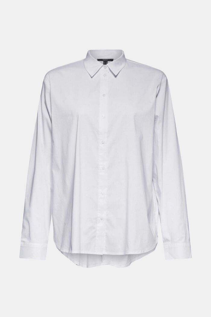 Skjortebluse af bomuldsblanding, WHITE, overview