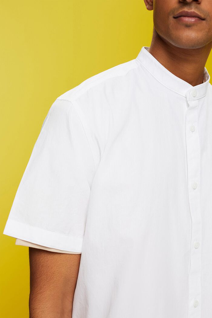 Bomuldsskjorte med standkrave, WHITE, detail image number 2